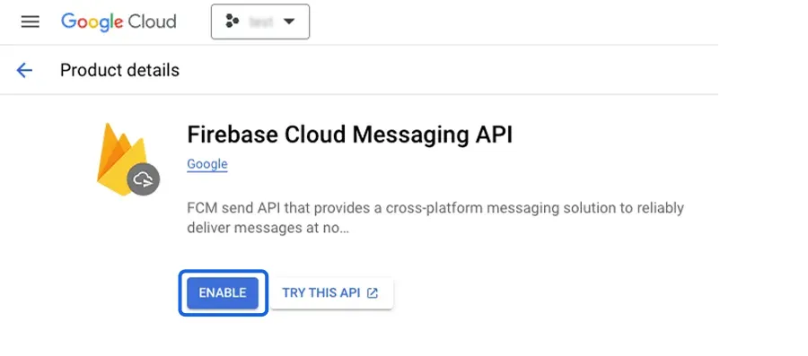 Firebase Cloud Messaging API V1 활성화를 위한 오버플로 메뉴