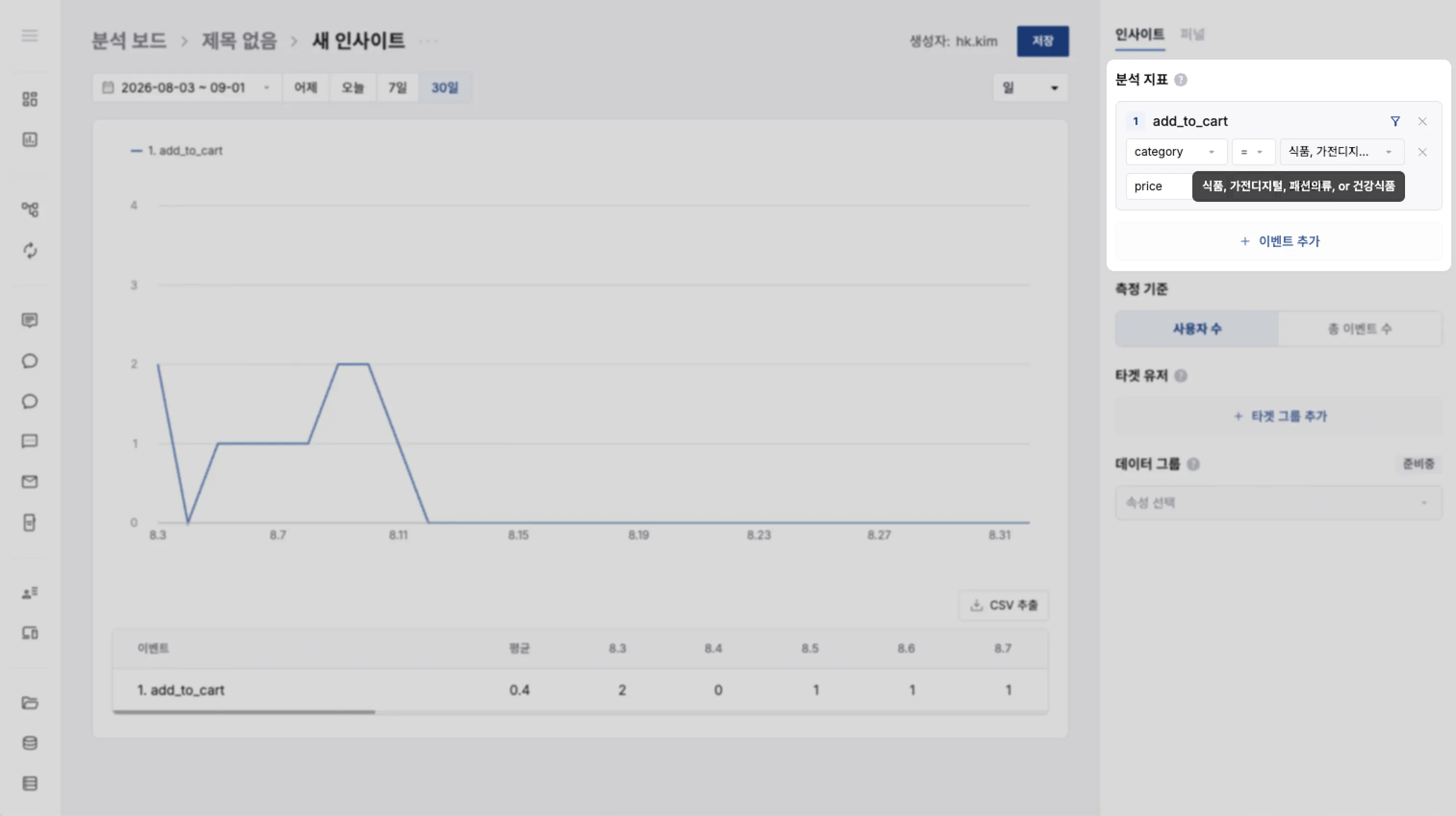 한 속성에 여러 값이 OR 조건으로 조합된 예시