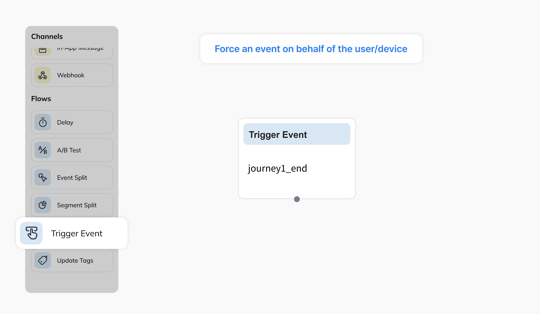 Trigger Event node that forcibly fires an event on behalf of the user or device