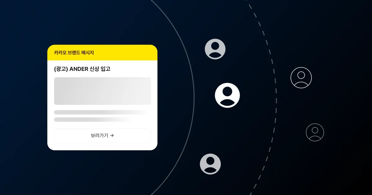 비친구 유저에게 도달하는 카카오 브랜드메시지를 표현한 썸네일