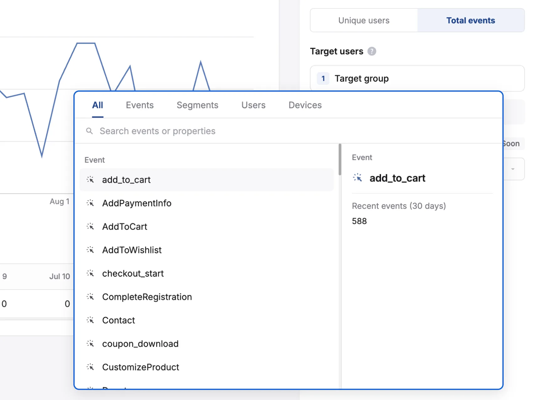 レポート編集画面のTarget User領域
