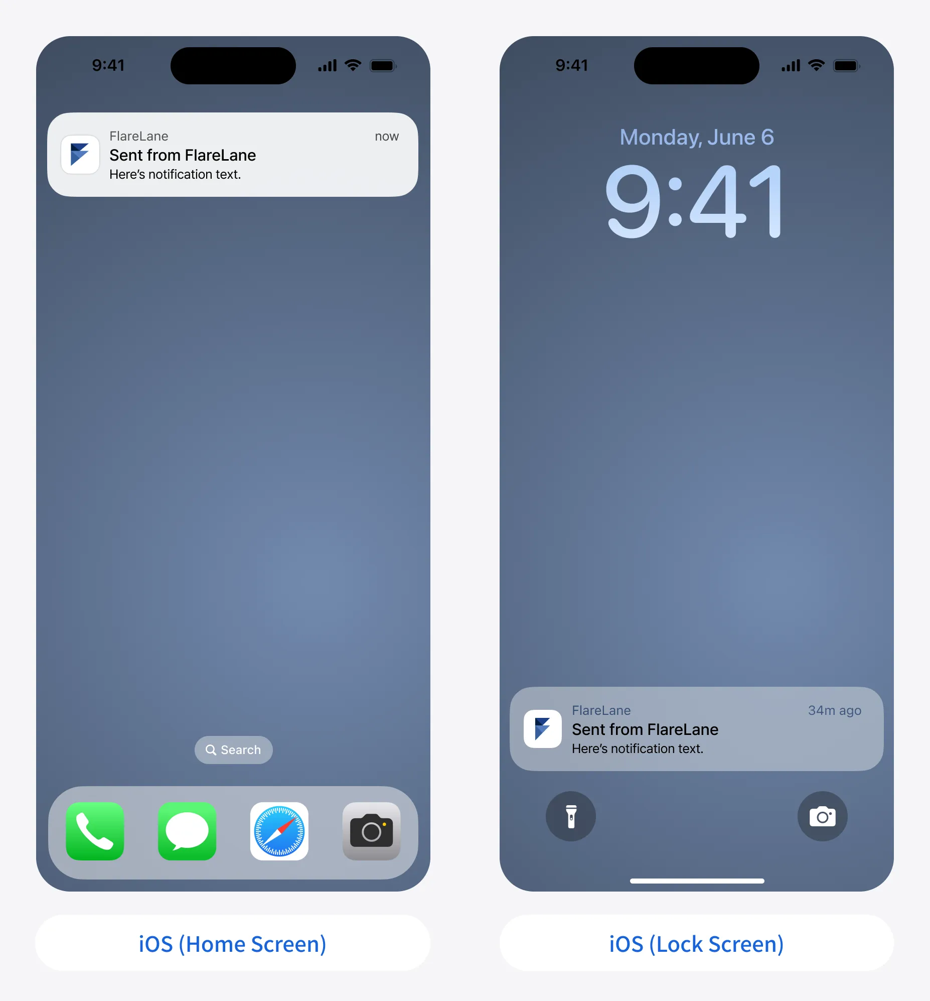 Web push notification appearance on iOS mobile devices via web app